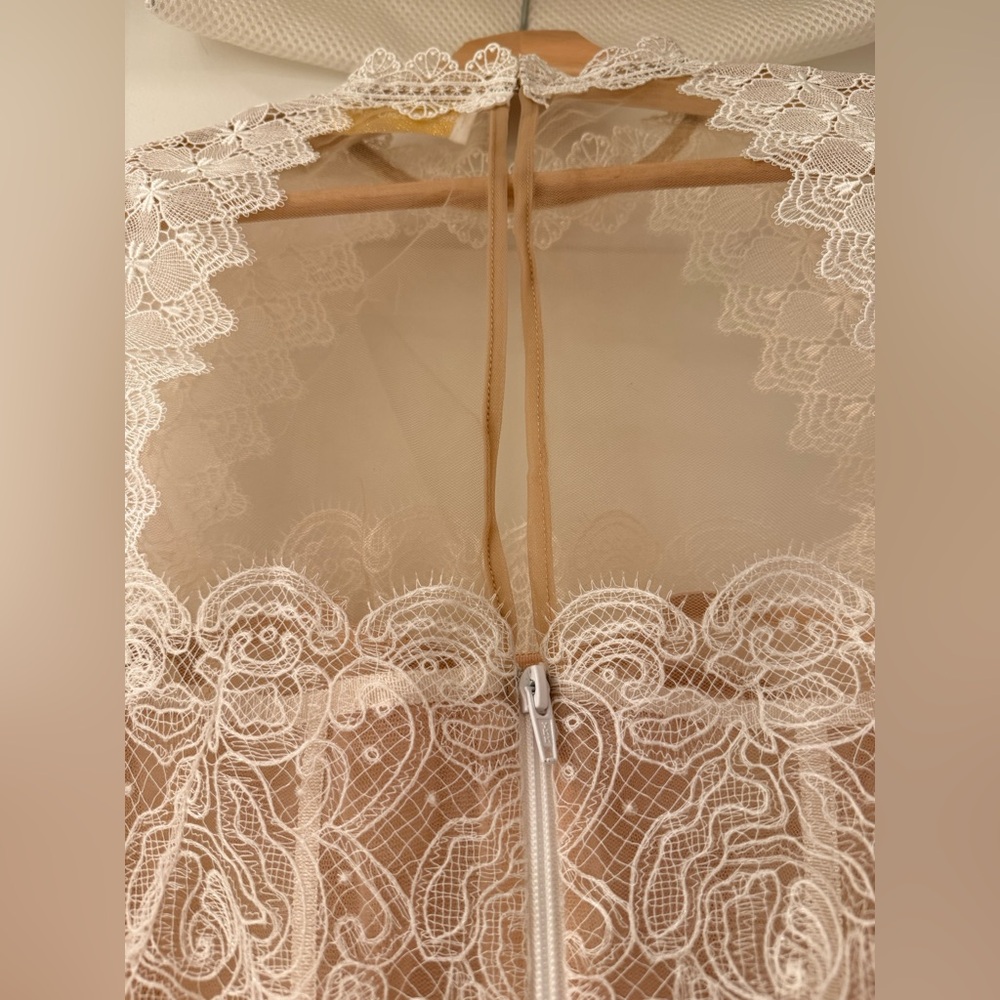 NWOT BRONX AND BANCO Daphne Ivory blush Long Sleeve Mini Dress - Picture 14 of 16
